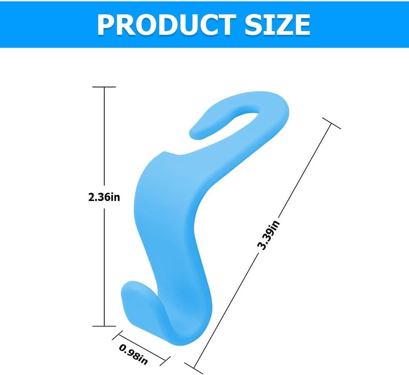 Hanemia 4PCS Car Back Seat Headrest Hooks, Rear Car Seat Storage Headrest Hanger Holder Hooks Organizer, Universal Auto Interior Accessories for Bag Purse Handbag Cloth Coats Grocery (Light Blue) - Image 3